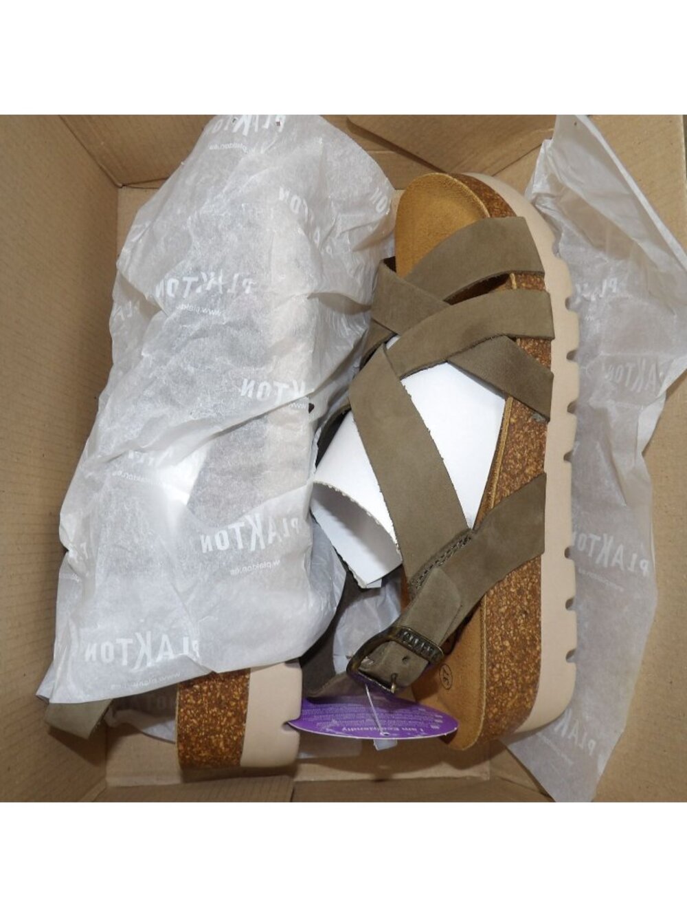 Plakton Women’s Memory Cushion Sandals Size 6 EU 37 Olive Green Ankle - Picture 6 of 9